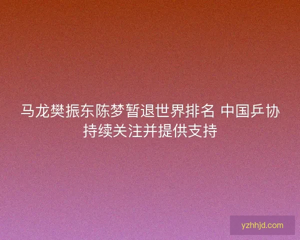 马龙樊振东陈梦暂退世界排名 中国乒协持续关注并提供支持